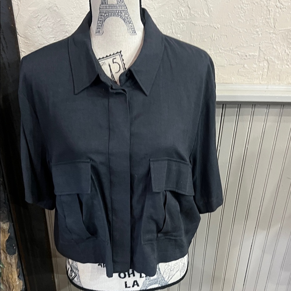 H&M Divided Charcoal Short Sleeve Oversized Shirt